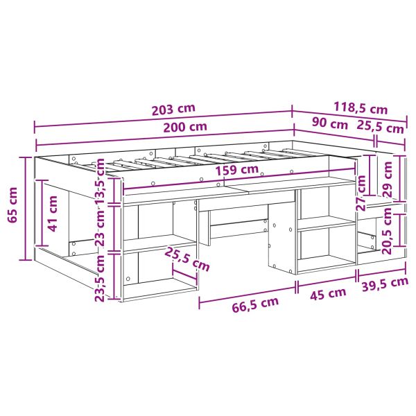Леглово рамо с хранилище Дъб сонома 90 x 200 cm