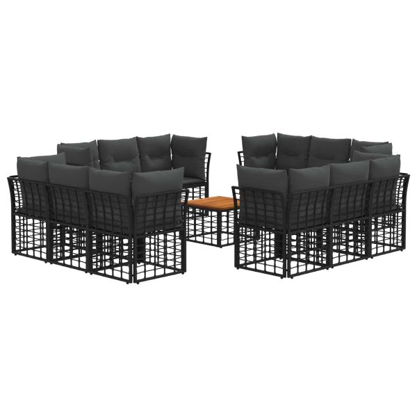 Комплект дивани за открито 13 pcs Черно и тъмно сиво Полиестер