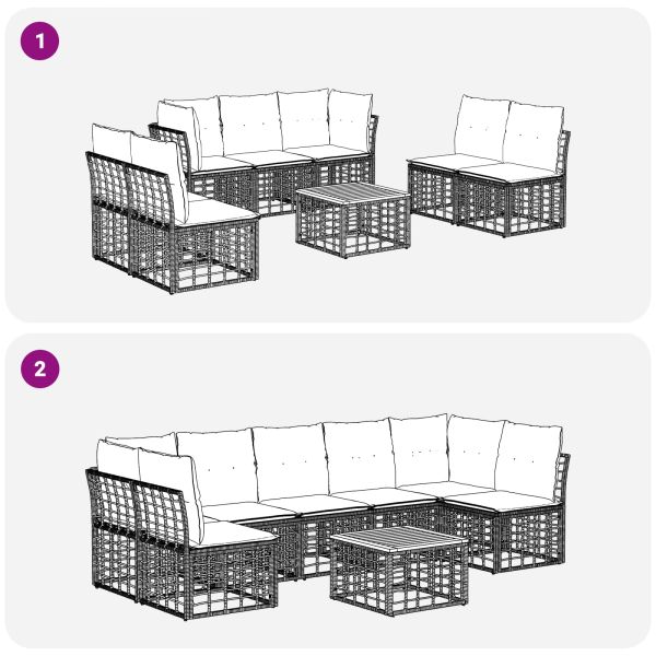 Комплект дивани за открито 8 pcs Естествено и кремаво бяло