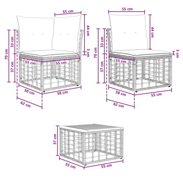 Комплект дивани за открито 9 pcs Черно и тъмно сиво Полиестер