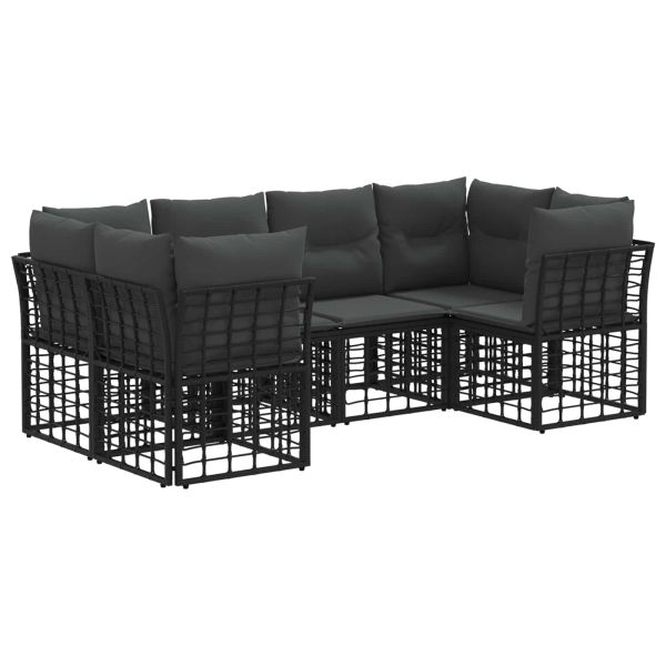 Комплект дивани за открито с възглавница 6 pcs Черно Полиестер