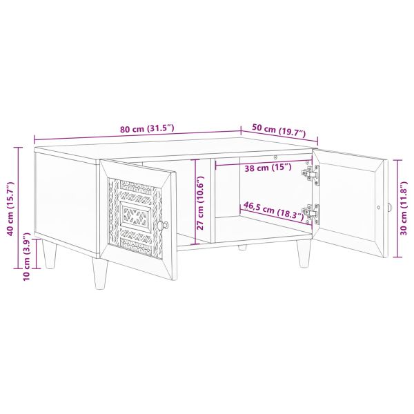 Масичка за кафе Бяло 80 x 54 x 40 см Инженерна дървесина