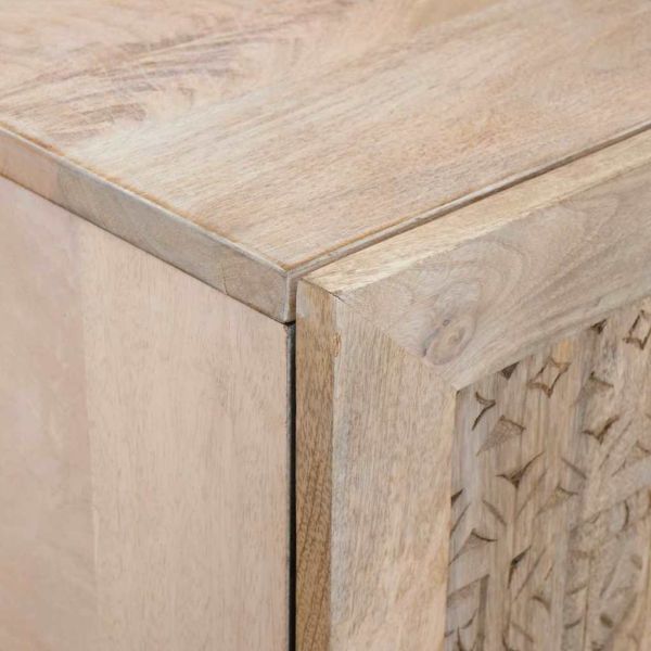 Висок шкаф Бяло 60 x 33 x 100 см мангово дърво масив