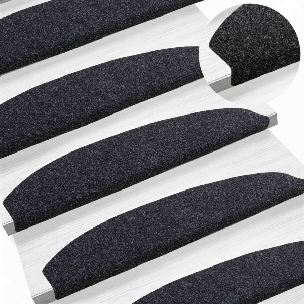 Самозалепващи стъпаловидни постелки Полукръг 15 pcs Черно