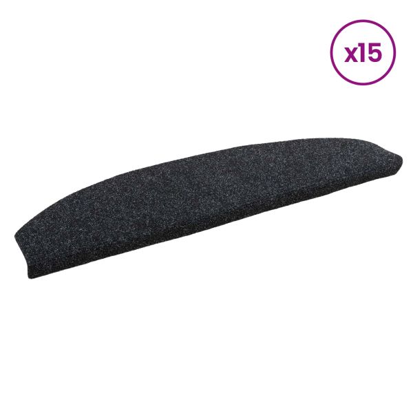 Самозалепващи стъпаловидни постелки Полукръг 15 pcs Черно
