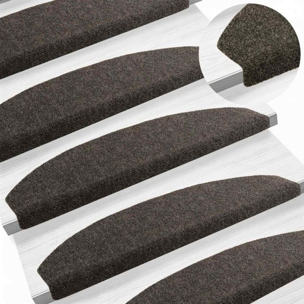 Самозалепващи стъпаловидни постелки Полукръг 15 pcs Антрацит