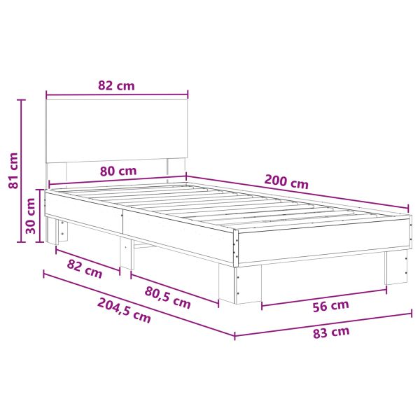 Леглова рамка с табла Черен дъб 80 x 200 cm Инженерна дървесина