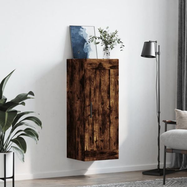 Стенен шкаф опушен дъб 34,5x34x90 см инженерно дърво