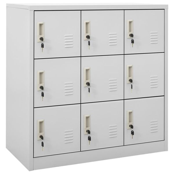 Заключващи се шкафове, 5 бр, светлосиви, 90x45x92,5 см, стомана