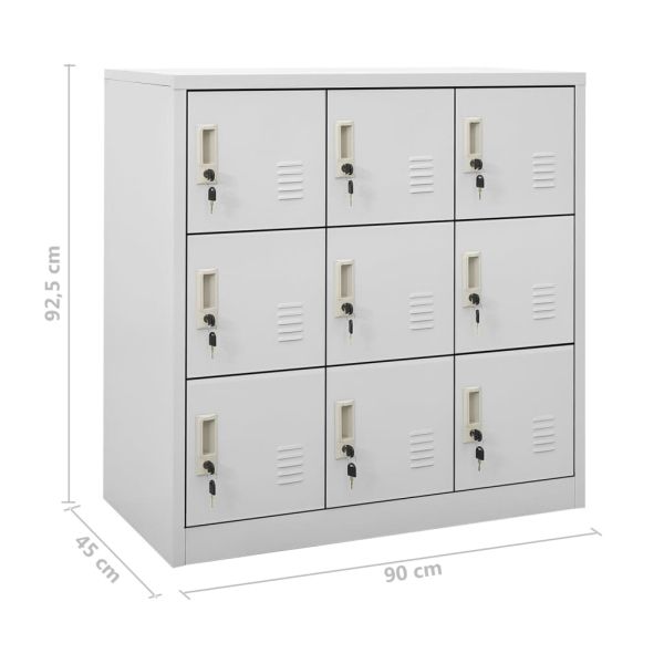 Заключващи се шкафове, 5 бр, светлосиви, 90x45x92,5 см, стомана