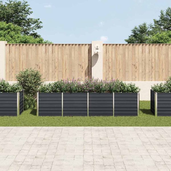 Градинска висока леха антрацит 320x80x77 см поцинкована стомана