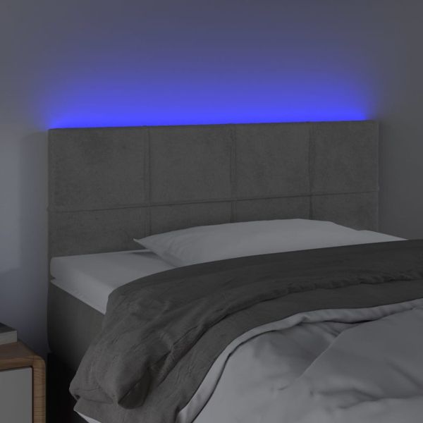 LED горна табла за легло, светлосива, 80x5x78/88 см, кадифе