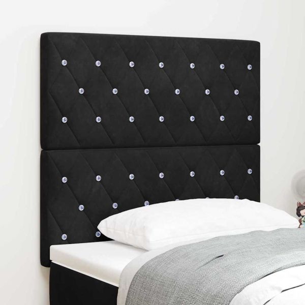LED глава с LED ленти с таблото Черен 100 cm Кадифе