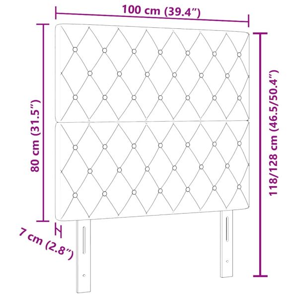 LED глава с LED ленти с таблото Черен 100 cm Кадифе