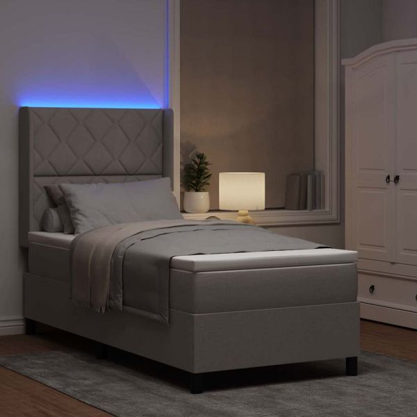 LED кутия за пружини с легло Таупе 100 x 200 cm текстил
