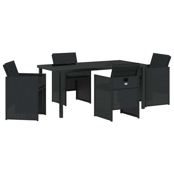 Комплект за хранене в градината 5 pcs Черно полиратан