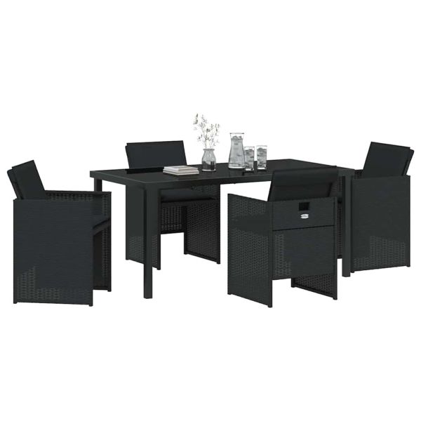 Комплект за хранене в градината 5 pcs Черно полиратан