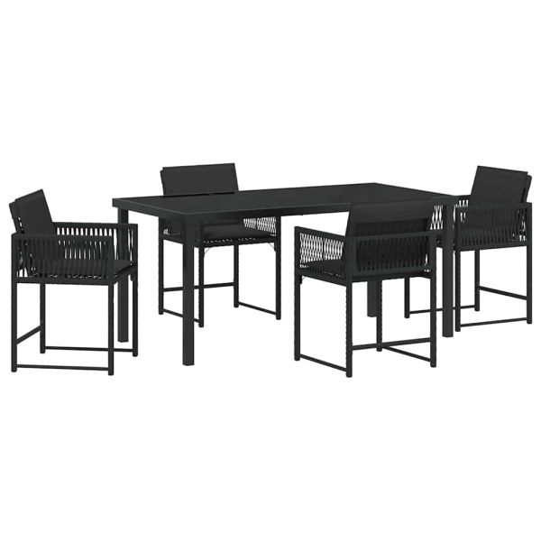 Комплект за хранене в градината 5 pcs Черно полиратан