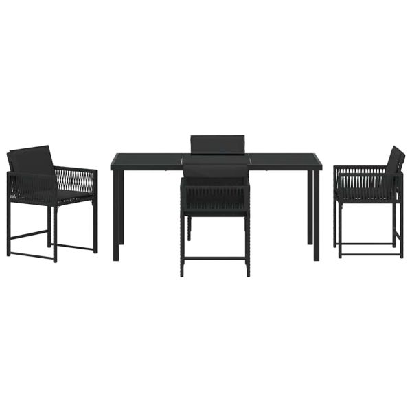 Комплект за хранене в градината 5 pcs Черно полиратан