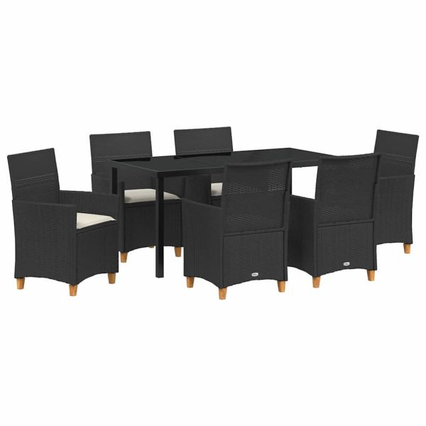 Комплект за хранене в градината 7 pcs Черно полиратан