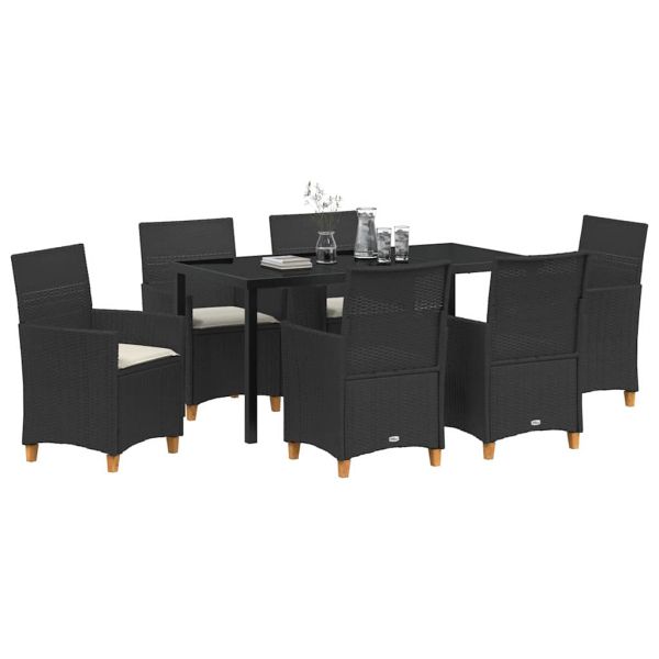 Комплект за хранене в градината 7 pcs Черно полиратан