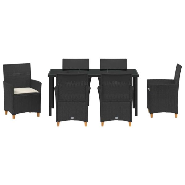 Комплект за хранене в градината 7 pcs Черно полиратан