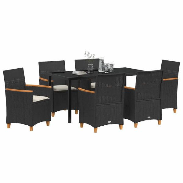Комплект за хранене в градината 7 pcs Черно полиратан