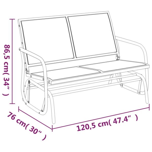 Градинска пейка кафява 120,5x76x86,5 см текстилен и стомана