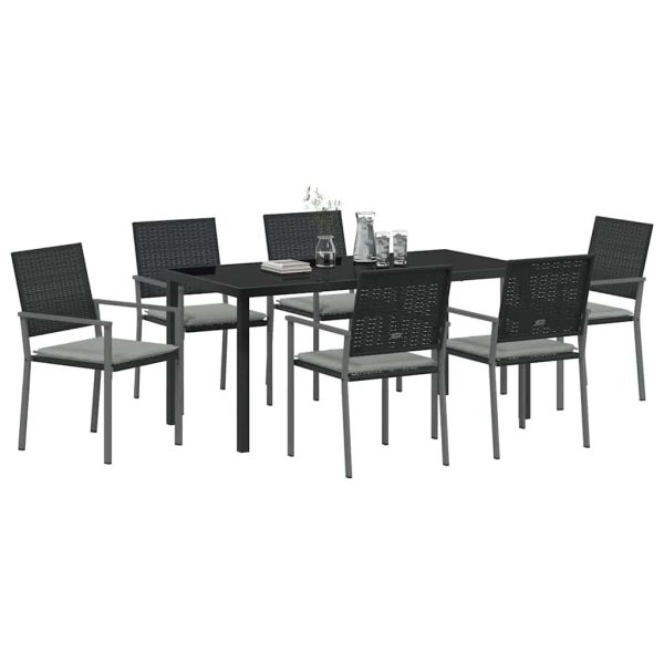 Комплект за хранене в градината 7 pcs Черен и Светло Сив