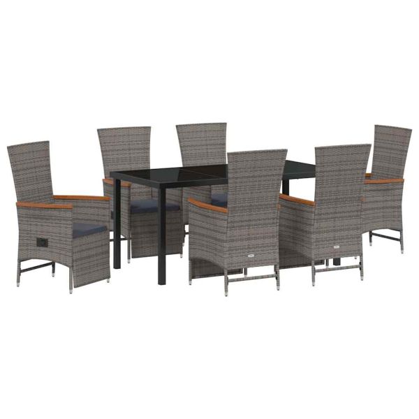 Комплект за хранене в градината 7 pcs Сив полиратан