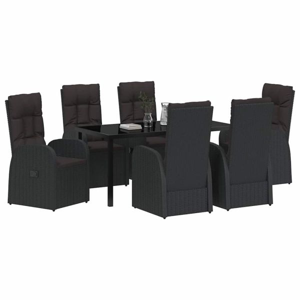 Комплект за хранене в градината 7 pcs Черно полиратан