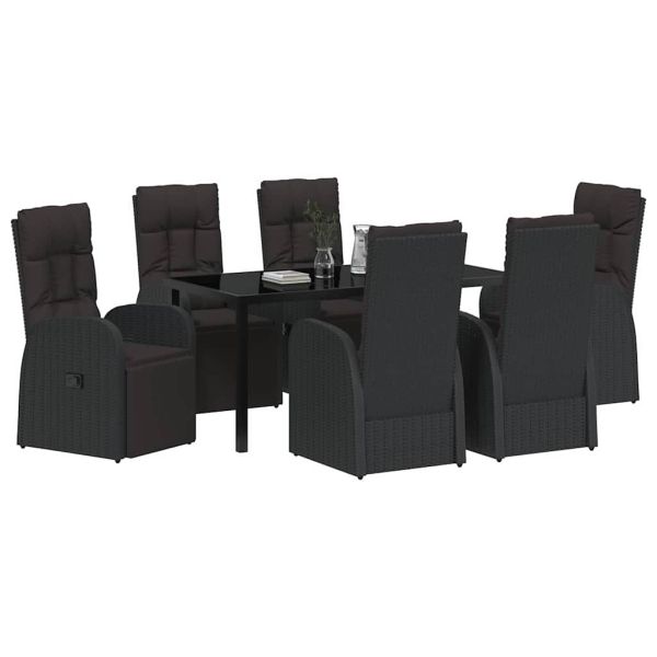 Комплект за хранене в градината 7 pcs Черно полиратан
