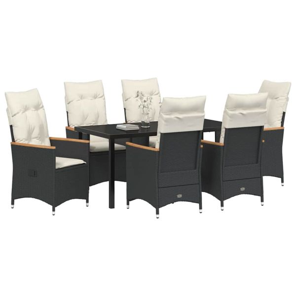 Комплект за хранене в градината 7 pcs Черно полиратан