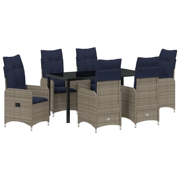 Комплект за хранене в градината 7 pcs Черно полиратан