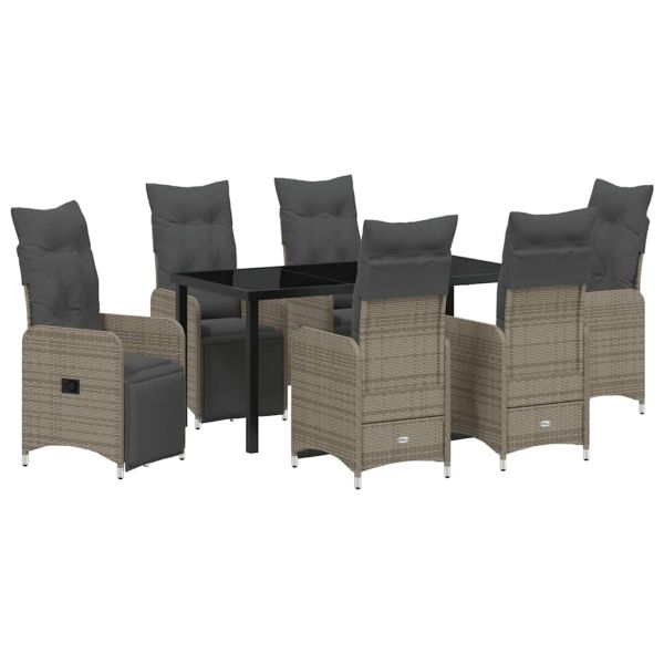 Комплект за хранене в градината 7 pcs Сив полиратан