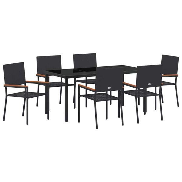 Комплект за хранене в градината 7 pcs Черно полиратан