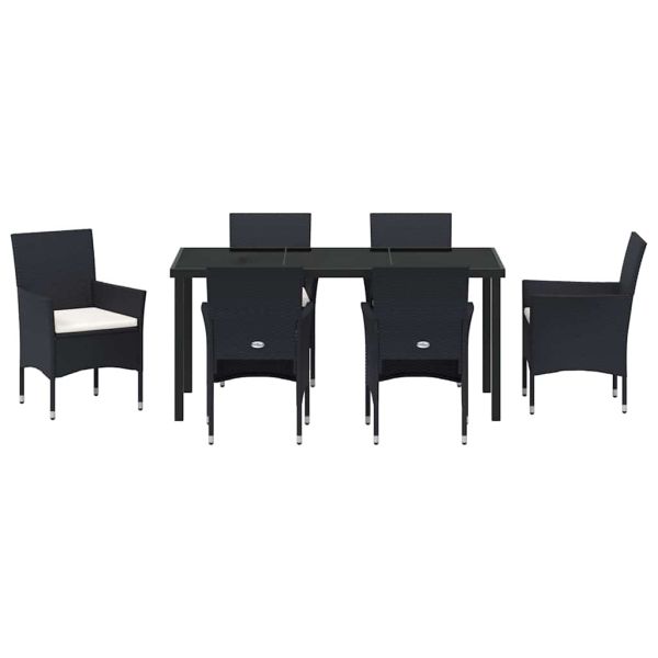 Комплект за хранене в градината 7 pcs Черно полиратан