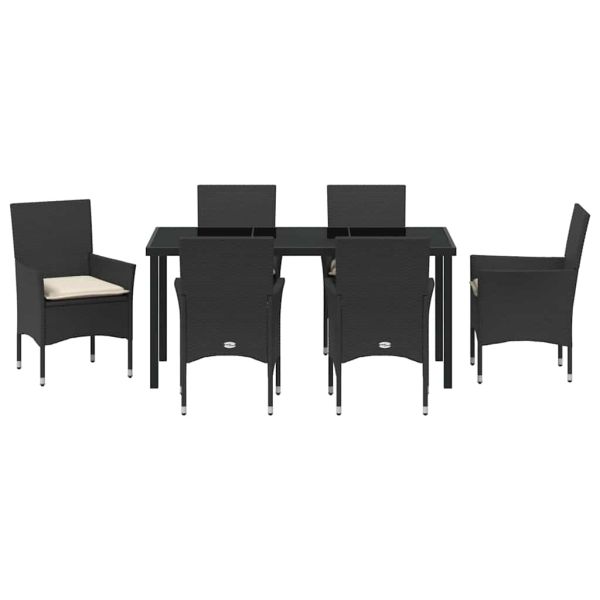Комплект за хранене в градината 7 pcs Черно полиратан