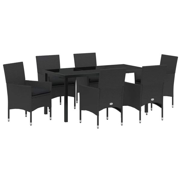 Комплект за хранене в градината 7 pcs Черно полиратан