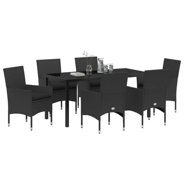 Комплект за хранене в градината 7 pcs Черно полиратан