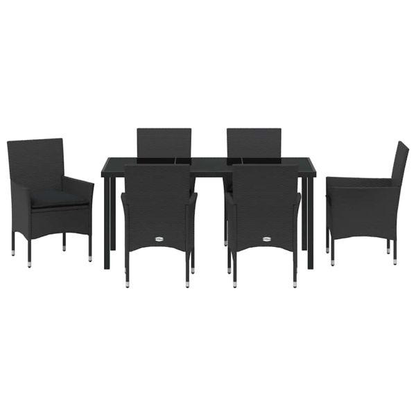 Комплект за хранене в градината 7 pcs Черно полиратан