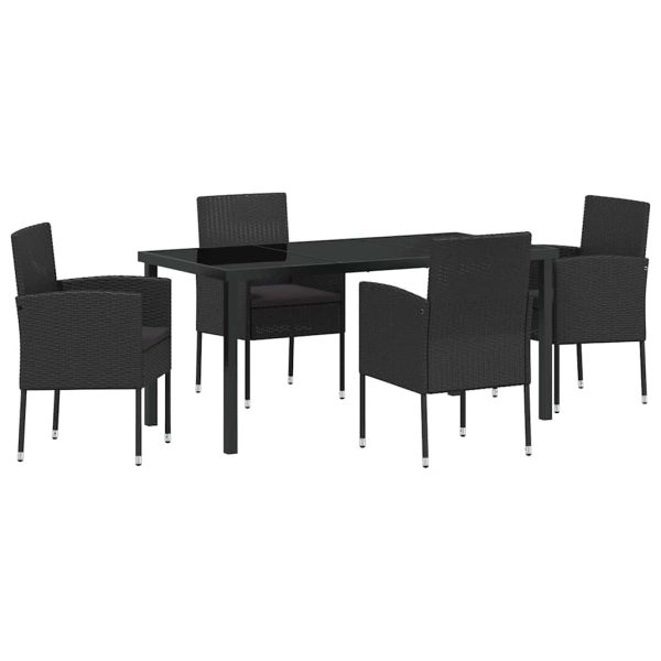Комплект за хранене в градината 5 pcs Черно полиратан