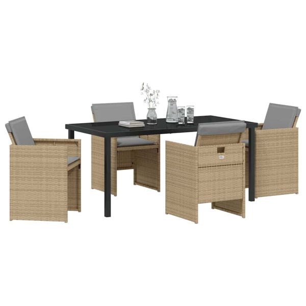 Комплект за хранене в градината 5 pcs Бежово полиратан