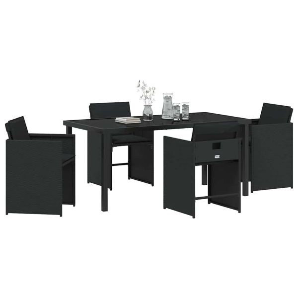Комплект за хранене в градината 5 pcs Черно полиратан
