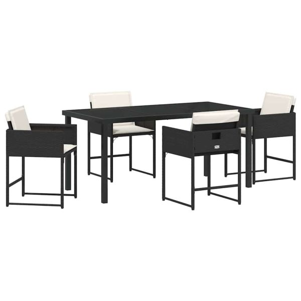 Комплект за хранене в градината 5 pcs Черно полиратан