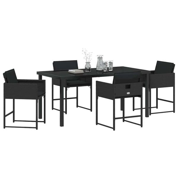 Комплект за хранене в градината 5 pcs Черно полиратан