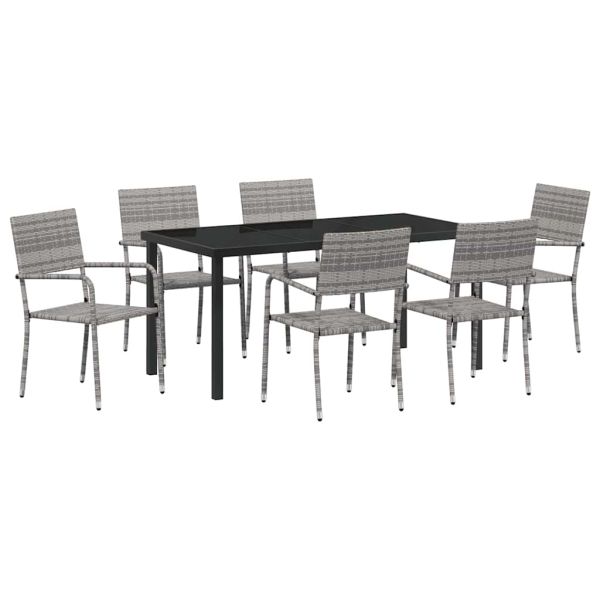 Комплект за хранене в градината 7 pcs Сив полиратан