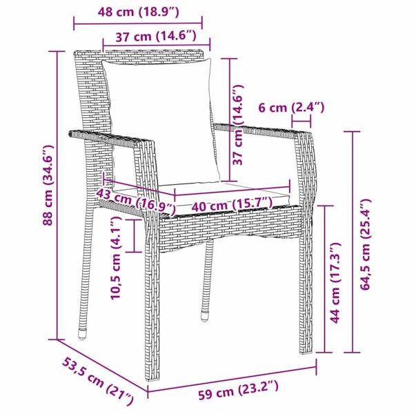 Комплект за хранене в градината 5 pcs Сив полиратан