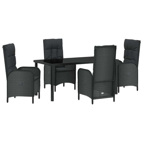 Комплект за хранене в градината 5 pcs Черно полиратан