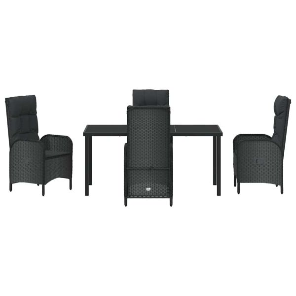 Комплект за хранене в градината 5 pcs Черно полиратан